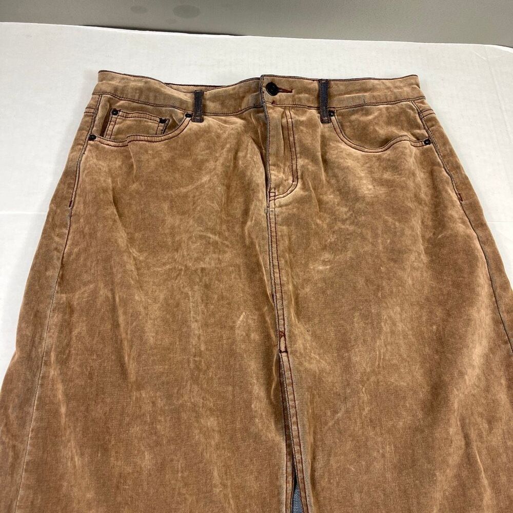 BDG Urban Outfitters Faux Suede Maxi Skirt 70s Brown Boho Casual Retroc Chic L - Picture 3 of 12